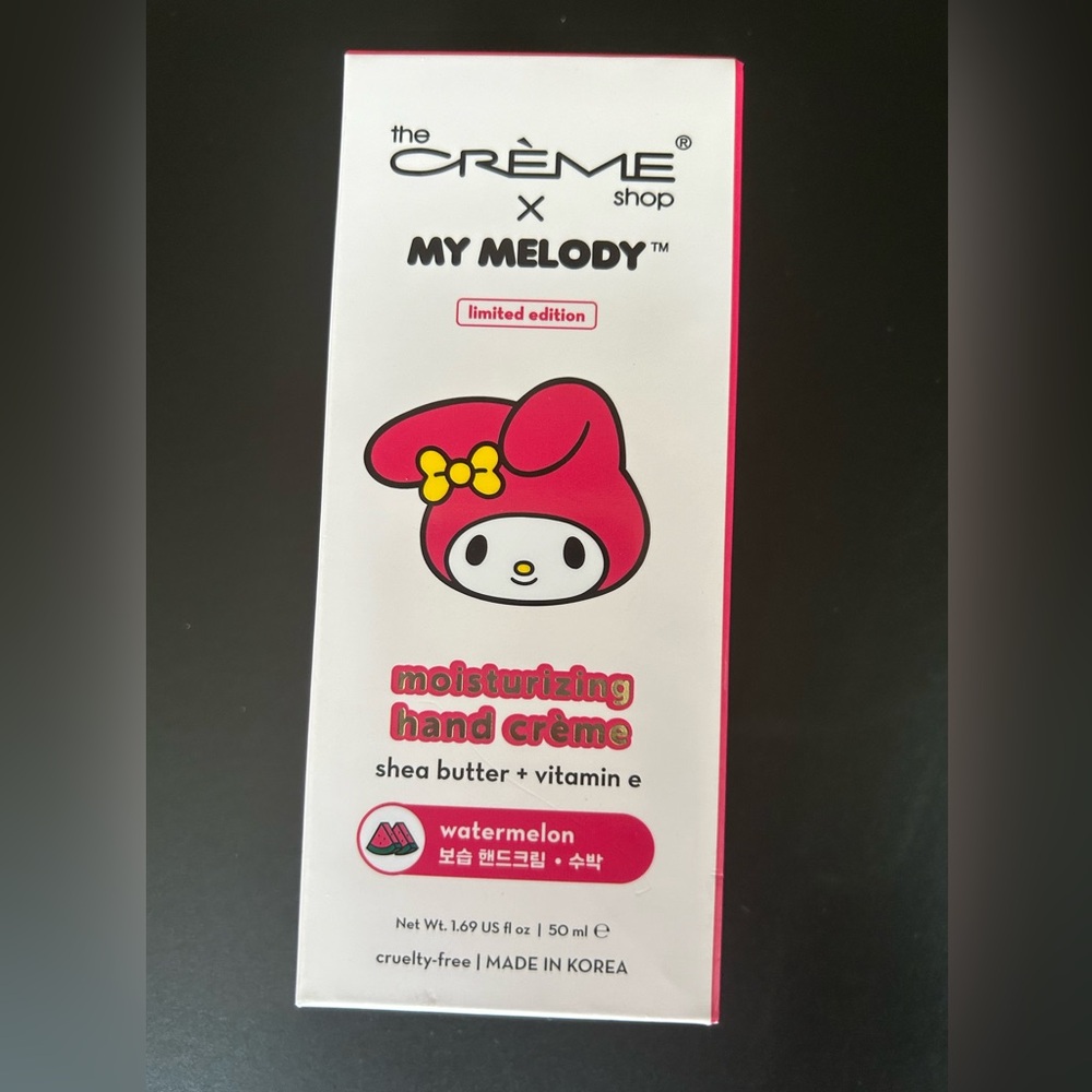 Brand New in Box The crème shop X my melody hand lotion watermelon scent